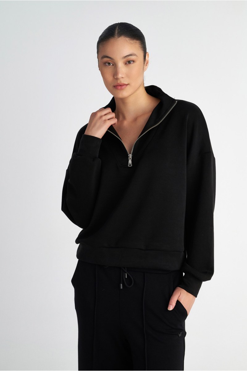 HALF-ZIP COTTON SWEATSHIRT WITH COLLAR-25832126-110
