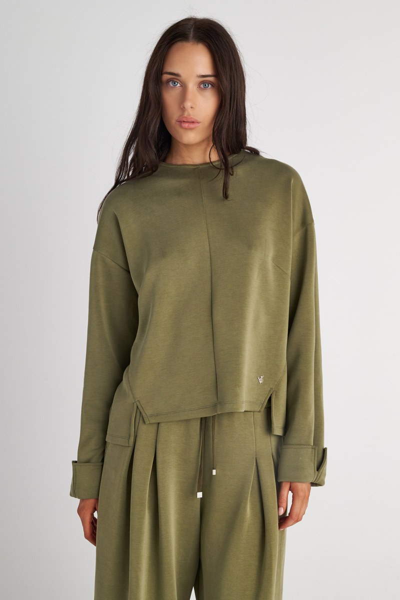 LONG-SLEEVED TOP WITH TURN-UP CUFFS-25832127-996