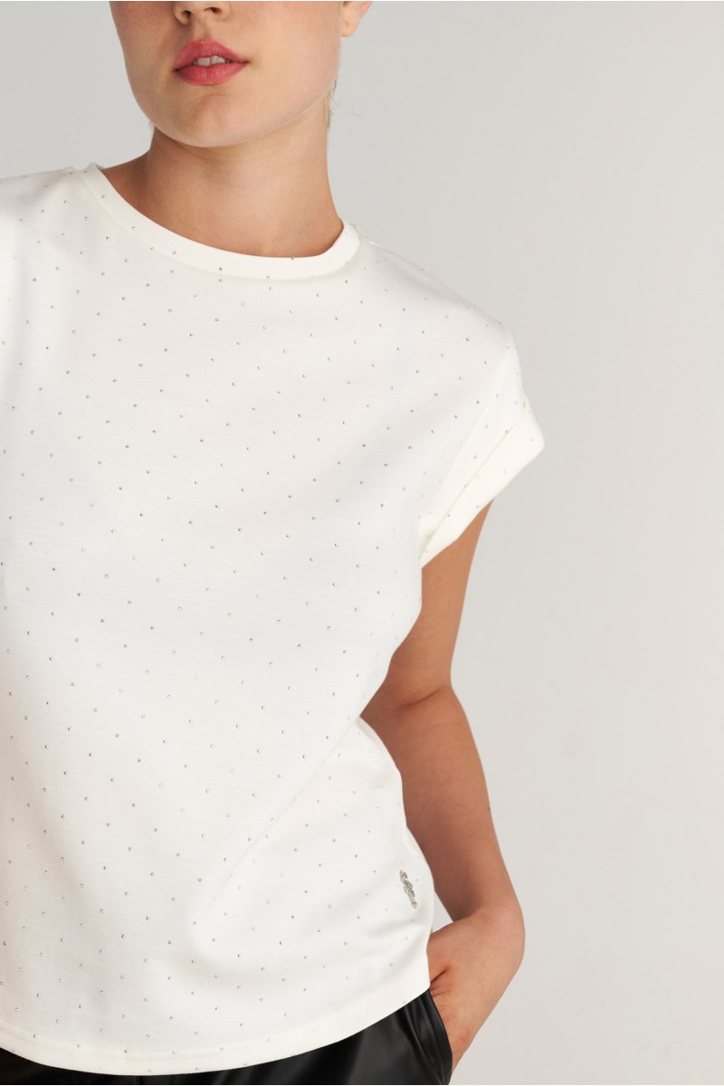 T-SHIRT WITH SPARKLING STRASS EMBELLISHMENT-25832162-100