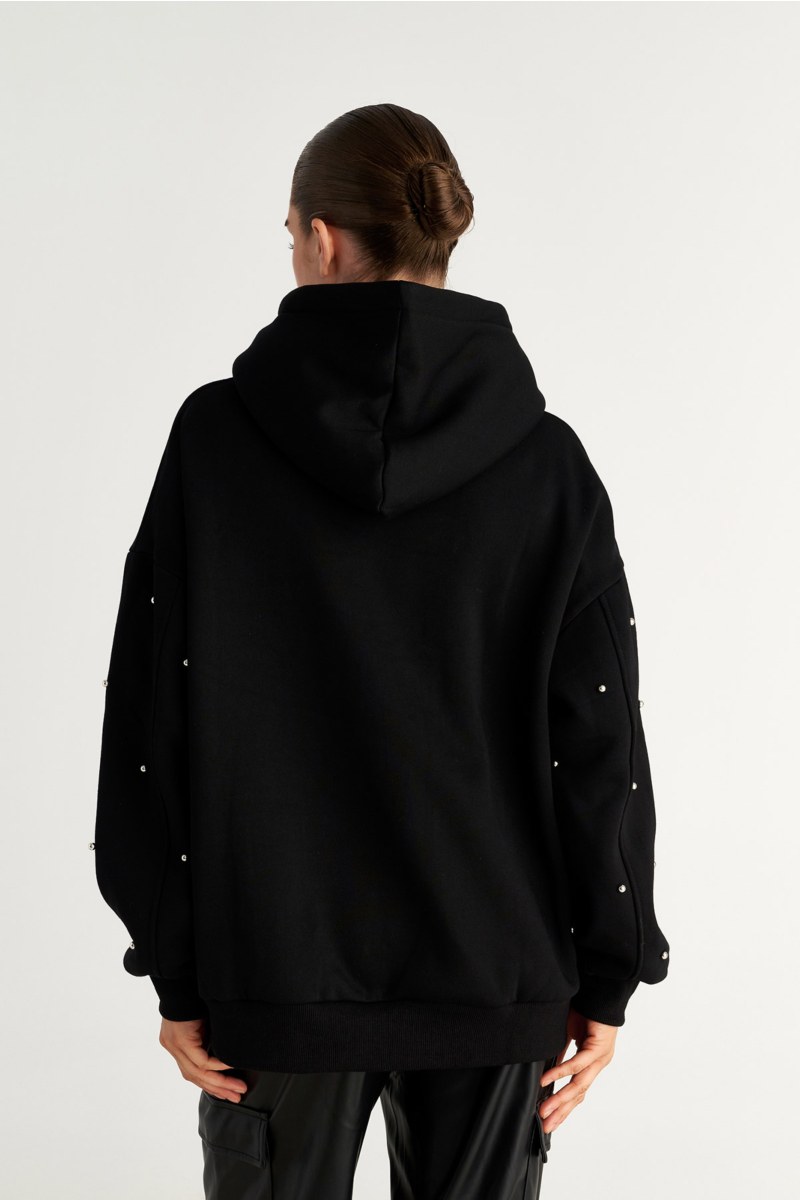 COTTON OVERSIZED HOODED SWEATSHIRT WITH SPARKLING STRASS EMBELLISHMENT-25832163-110