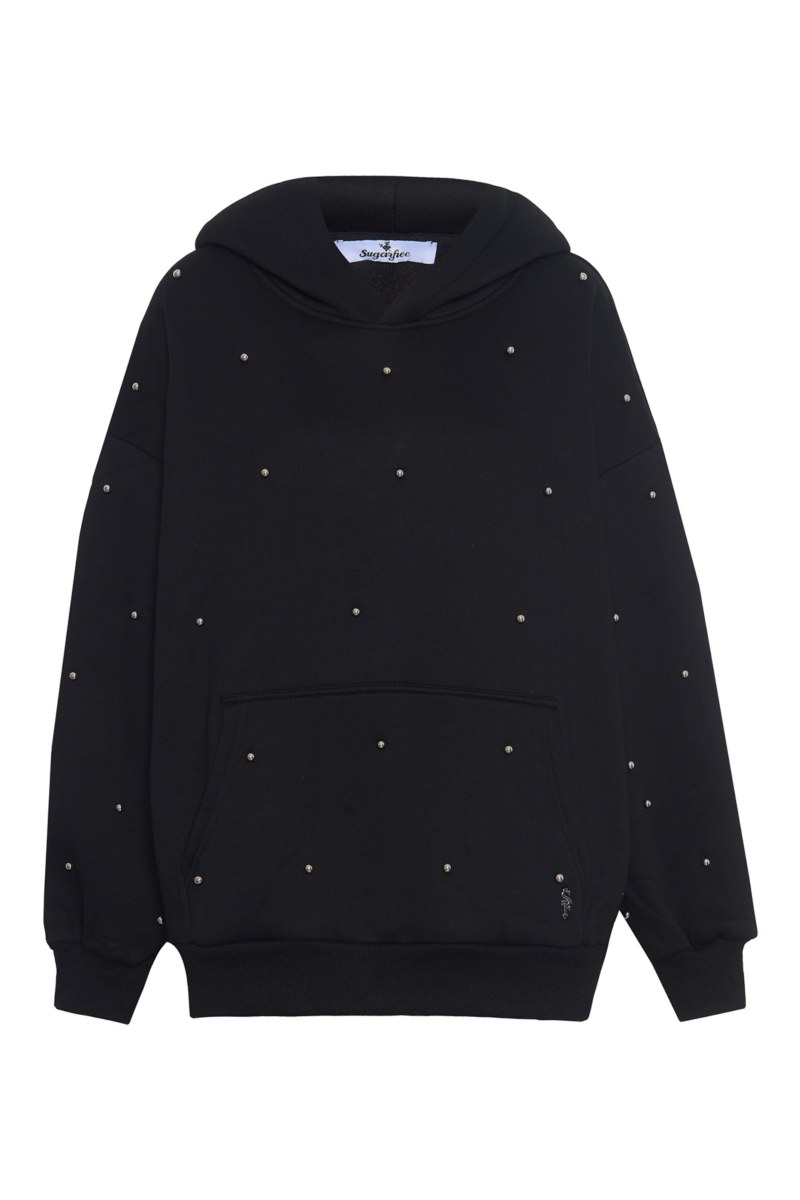 COTTON OVERSIZED HOODED SWEATSHIRT WITH SPARKLING STRASS EMBELLISHMENT-25832163-110