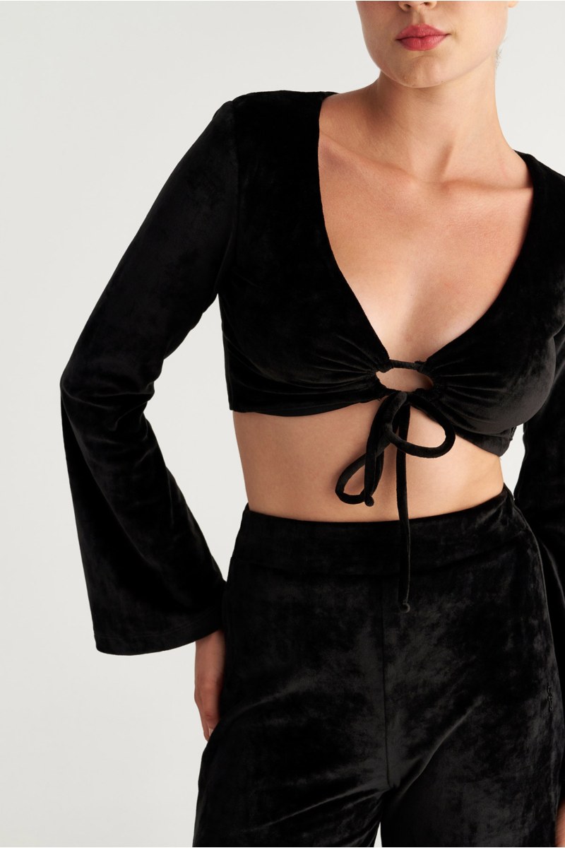 SUPER SOFT VELOUR CROPPED TOP WITH FRONT TIE DETAIL-25832173-110