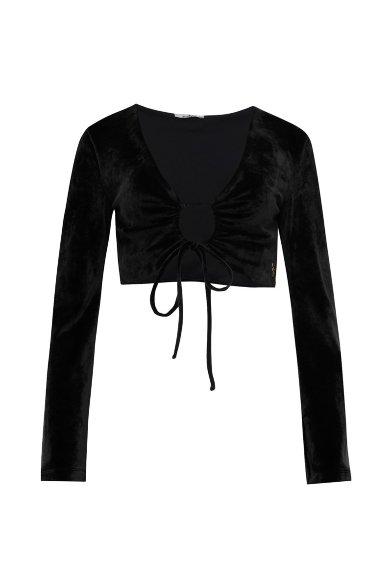 SUPER SOFT VELOUR CROPPED TOP WITH FRONT TIE DETAIL-25832173-110