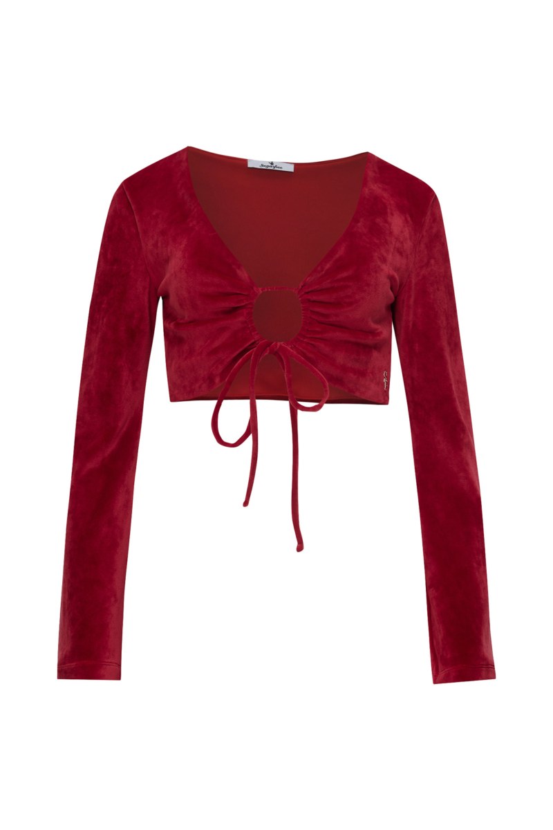 SUPER SOFT VELOUR CROPPED TOP WITH FRONT TIE DETAIL-25832173-632