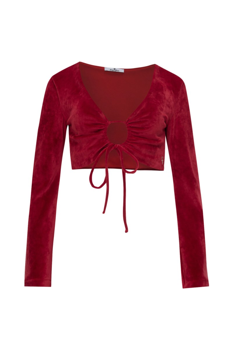 SUPER SOFT VELOUR CROPPED TOP WITH FRONT TIE DETAIL-25832173-632