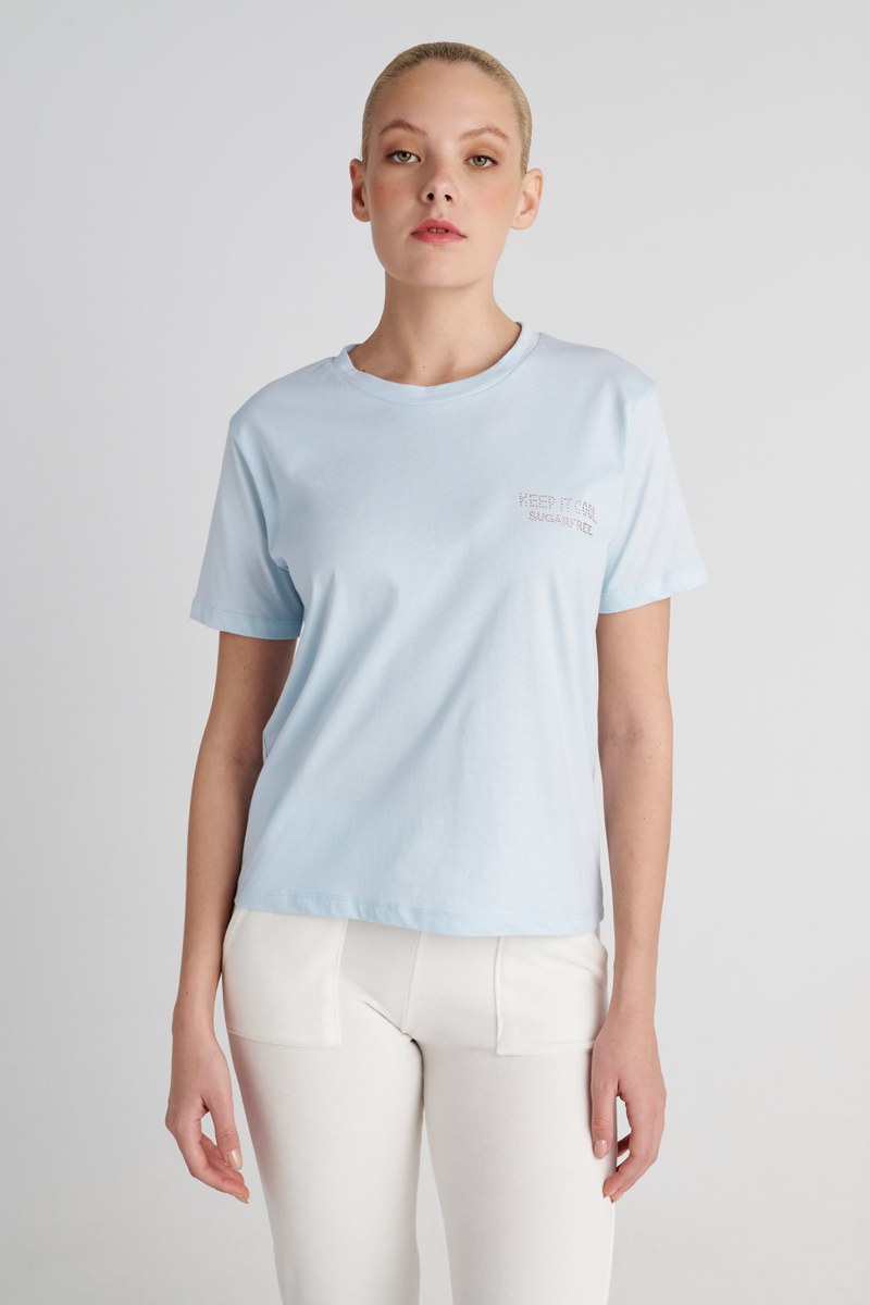 STRASS EMBELLISHED COTTON T-SHIRT IN LOOSE FIT-25832196-421