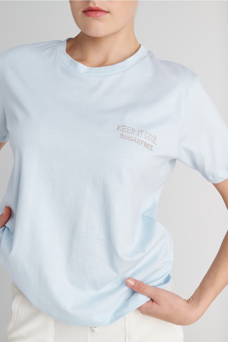 STRASS EMBELLISHED COTTON T-SHIRT IN LOOSE FIT-25832196-421