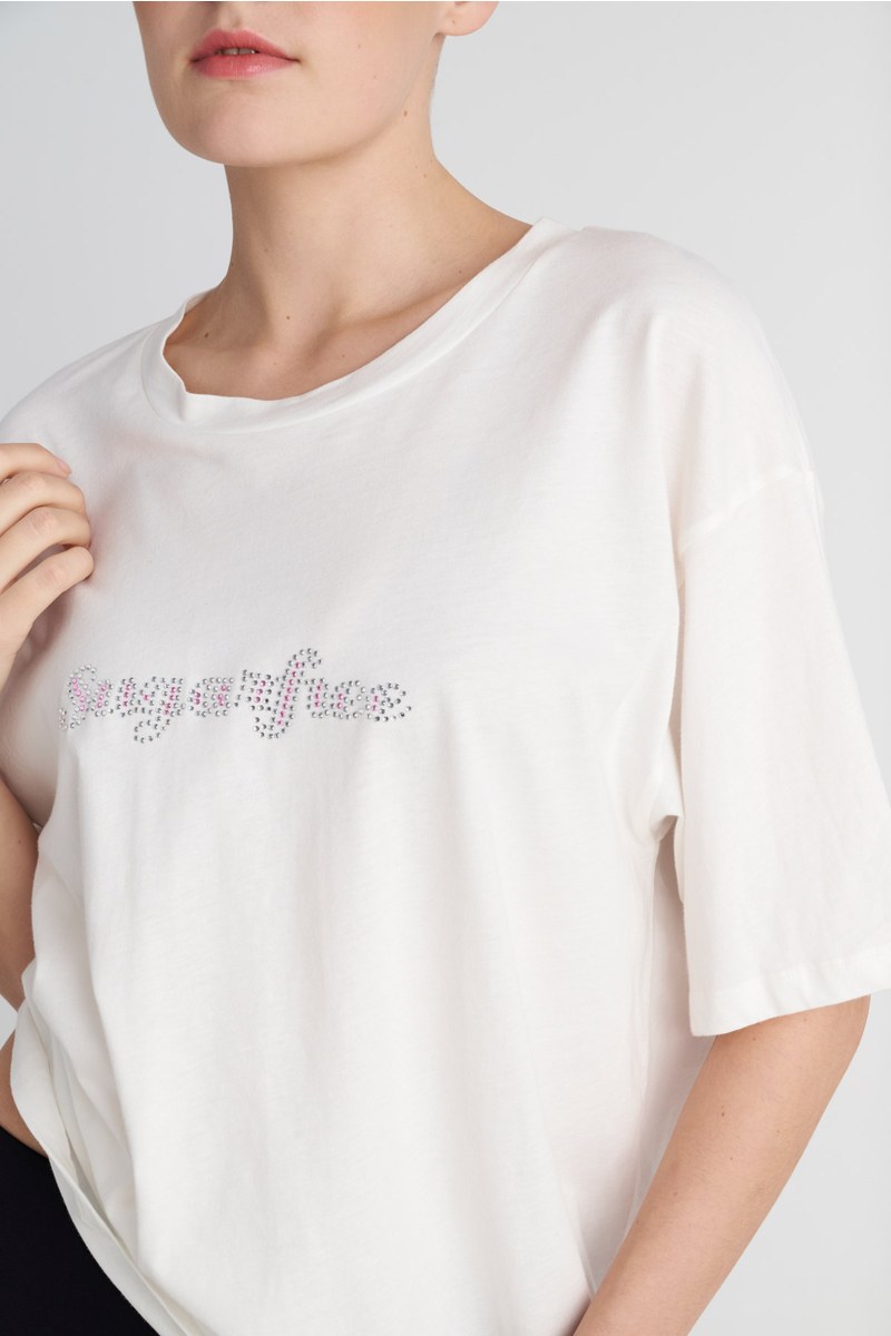 STRASS EMBELLISHED COTTON OVERSIZED T-SHIRT-25832199-103