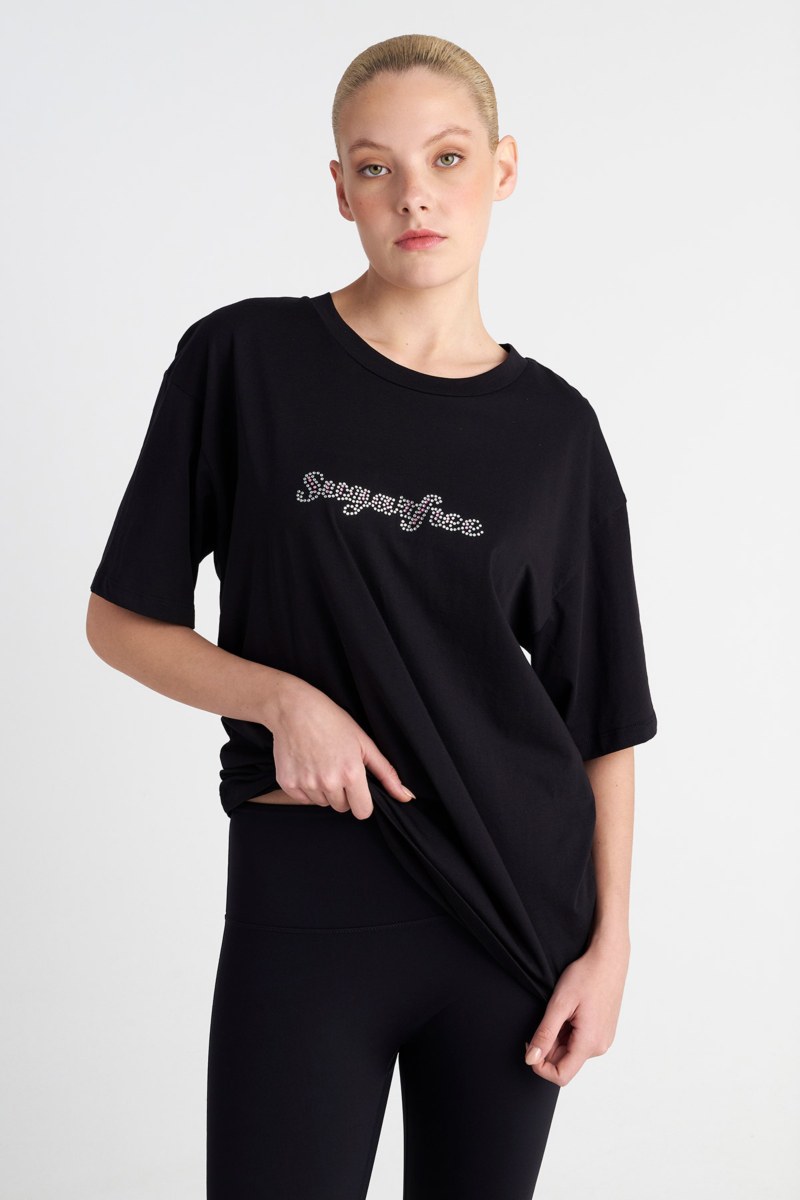 STRASS EMBELLISHED COTTON OVERSIZED T-SHIRT-25832199-110