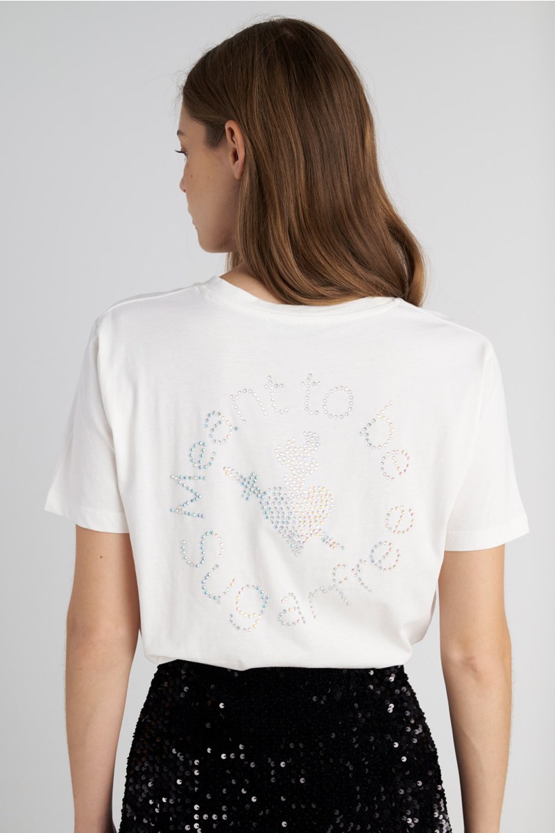 STRASS EMBELLISHED COTTON T-SHIRT IN LOOSE FIT-25832200-103