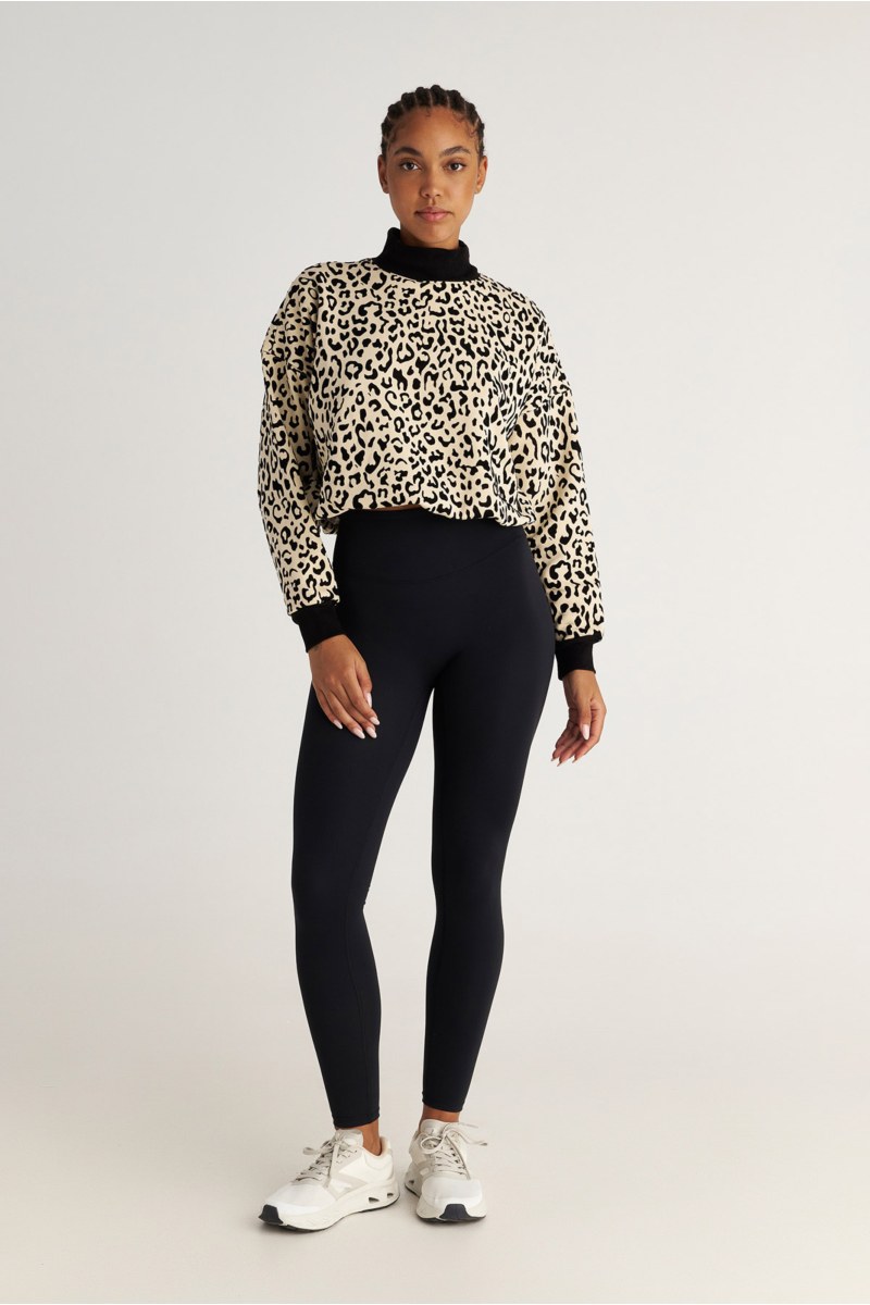 CROPPED COTTON TURTLENECK SWEATSHIRT WITH LEOPARD PRINT-25832206-108