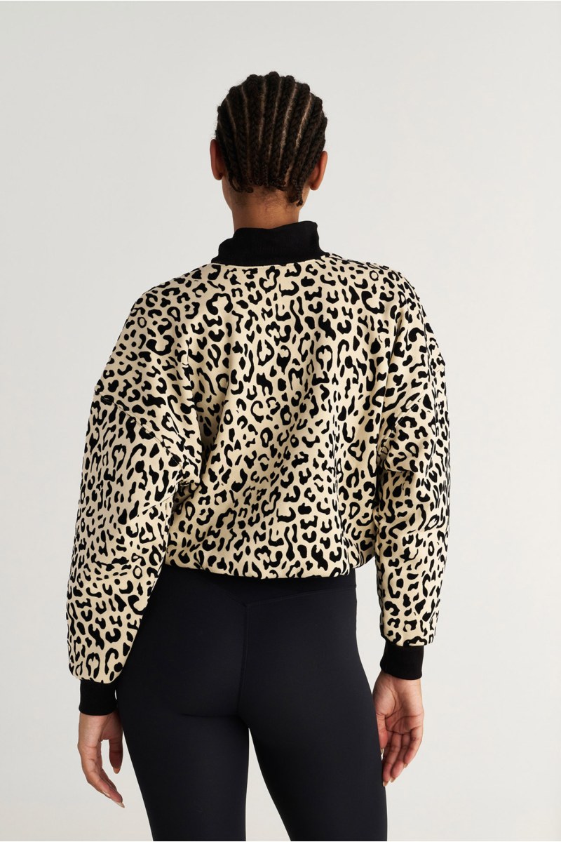 CROPPED COTTON TURTLENECK SWEATSHIRT WITH LEOPARD PRINT-25832206-108