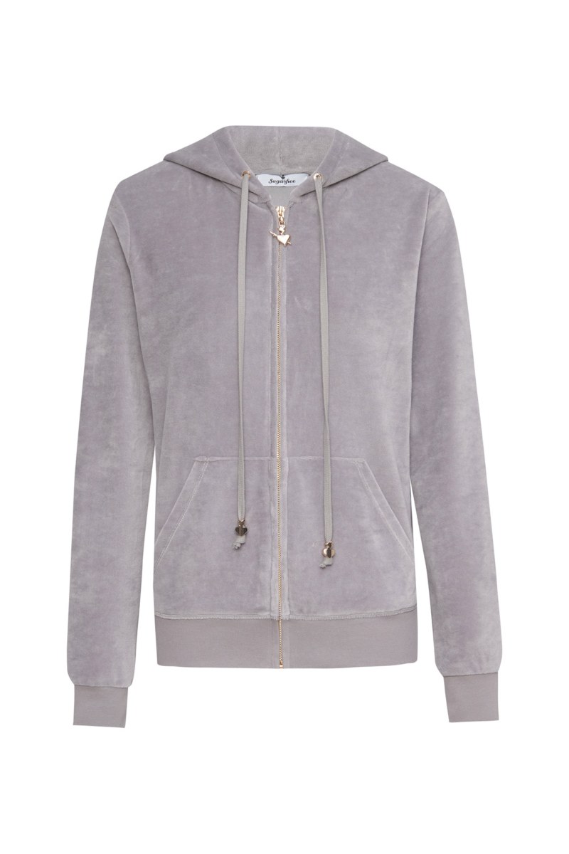 FASHION BASIC VELOUR HOODED JACKET-25833000-205