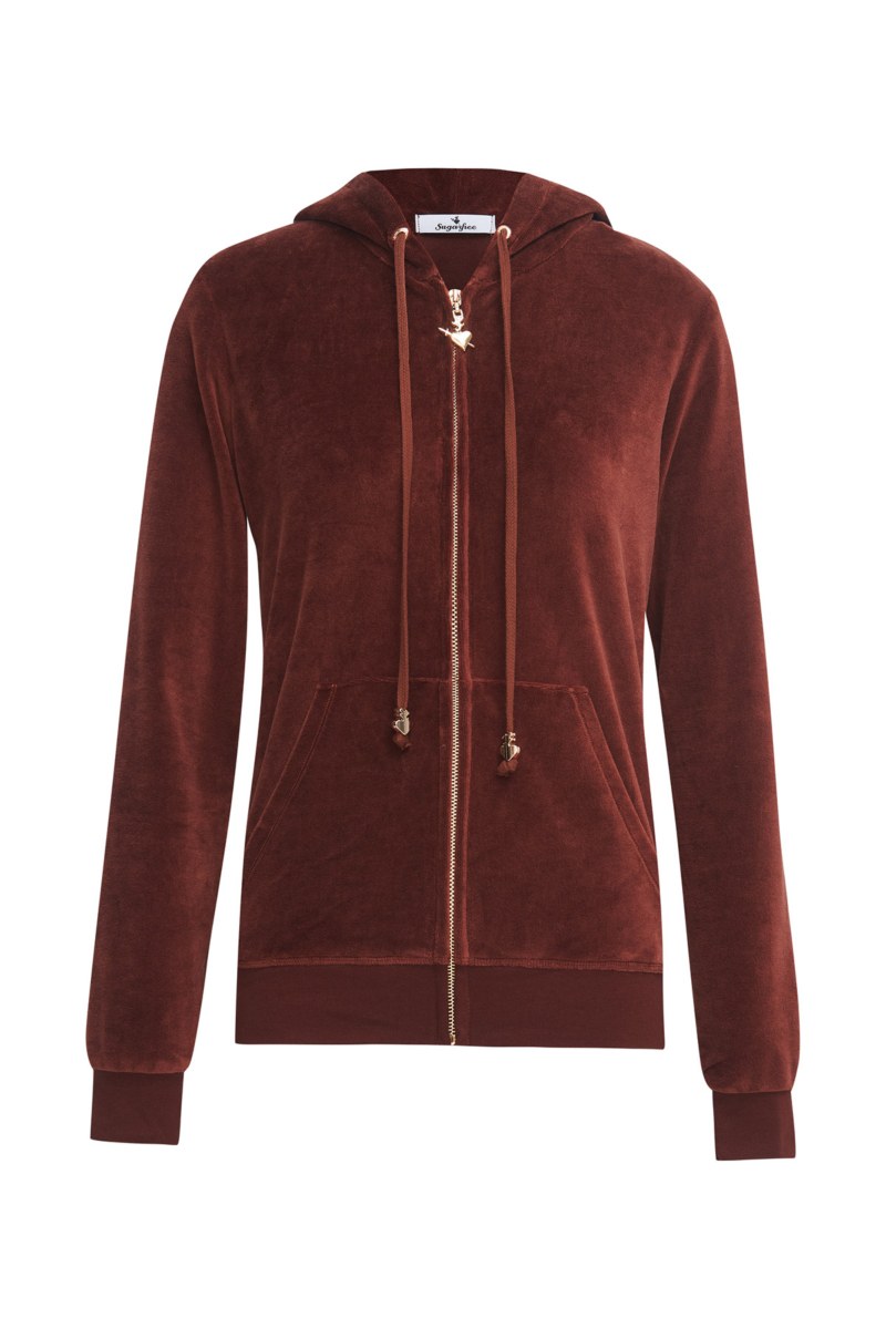 FASHION BASIC VELOUR HOODED JACKET-25833000-334