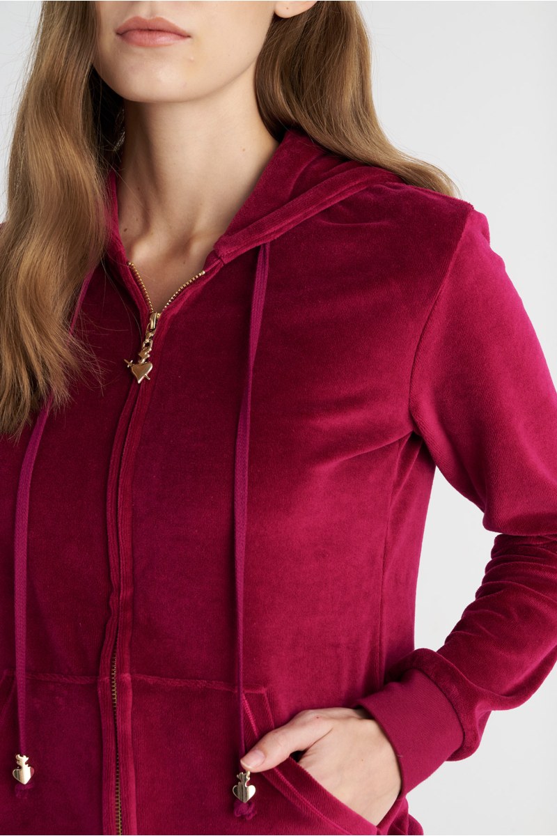 FASHION BASIC VELOUR HOODED JACKET-25833000-633