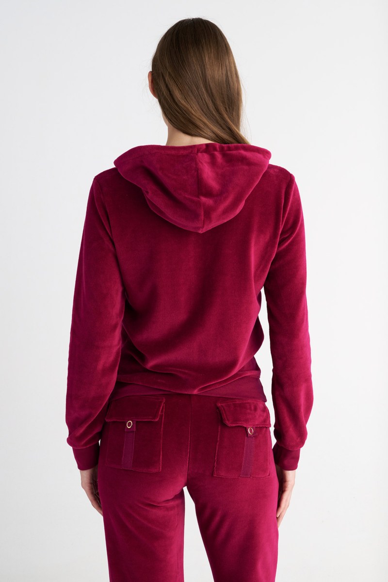 FASHION BASIC VELOUR HOODED JACKET-25833000-633
