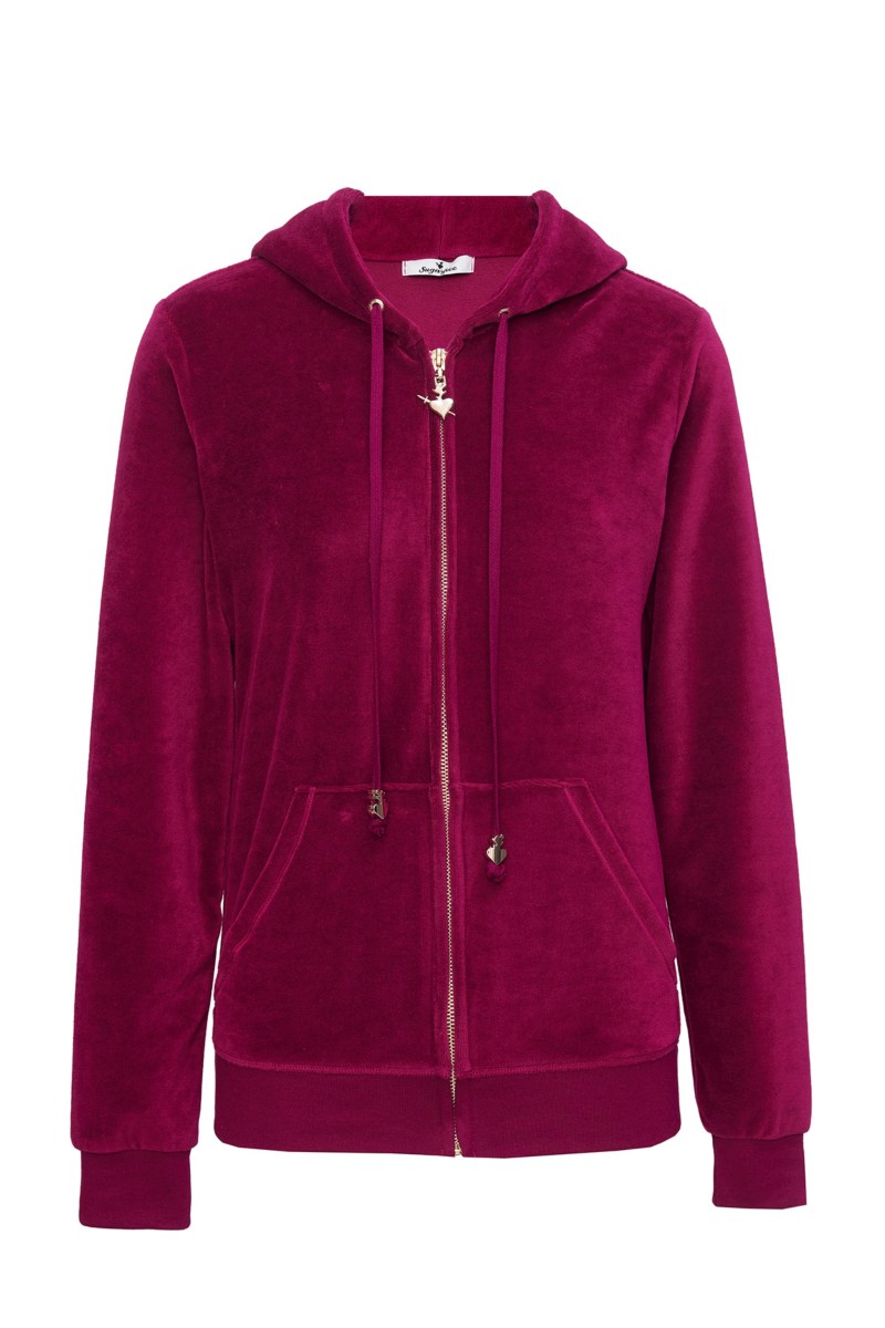 FASHION BASIC VELOUR HOODED JACKET-25833000-633