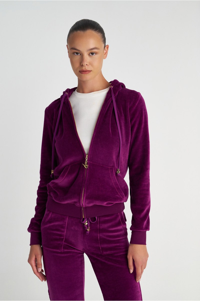 FASHION BASIC VELOUR HOODED JACKET-25833000-824