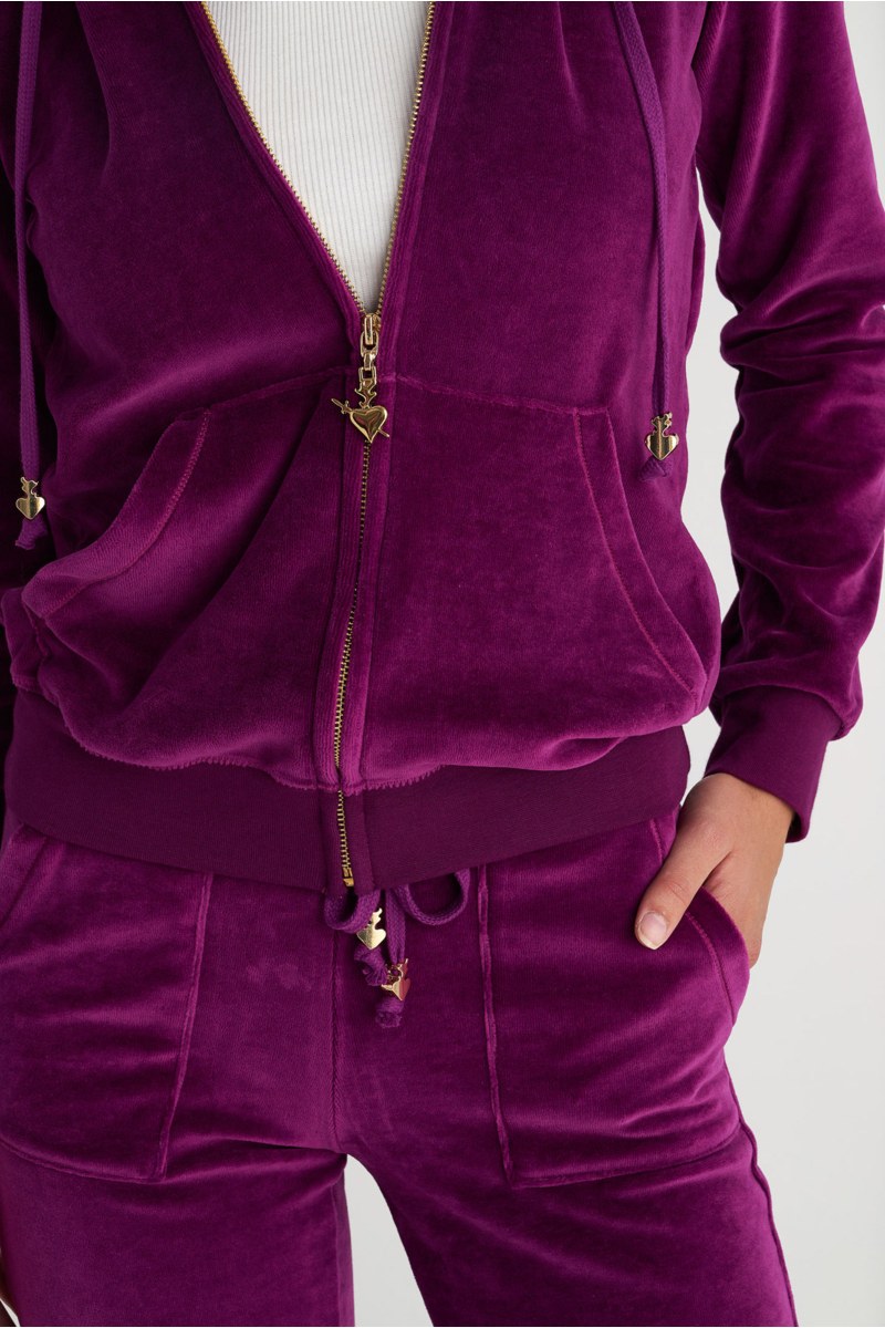 FASHION BASIC VELOUR HOODED JACKET-25833000-824