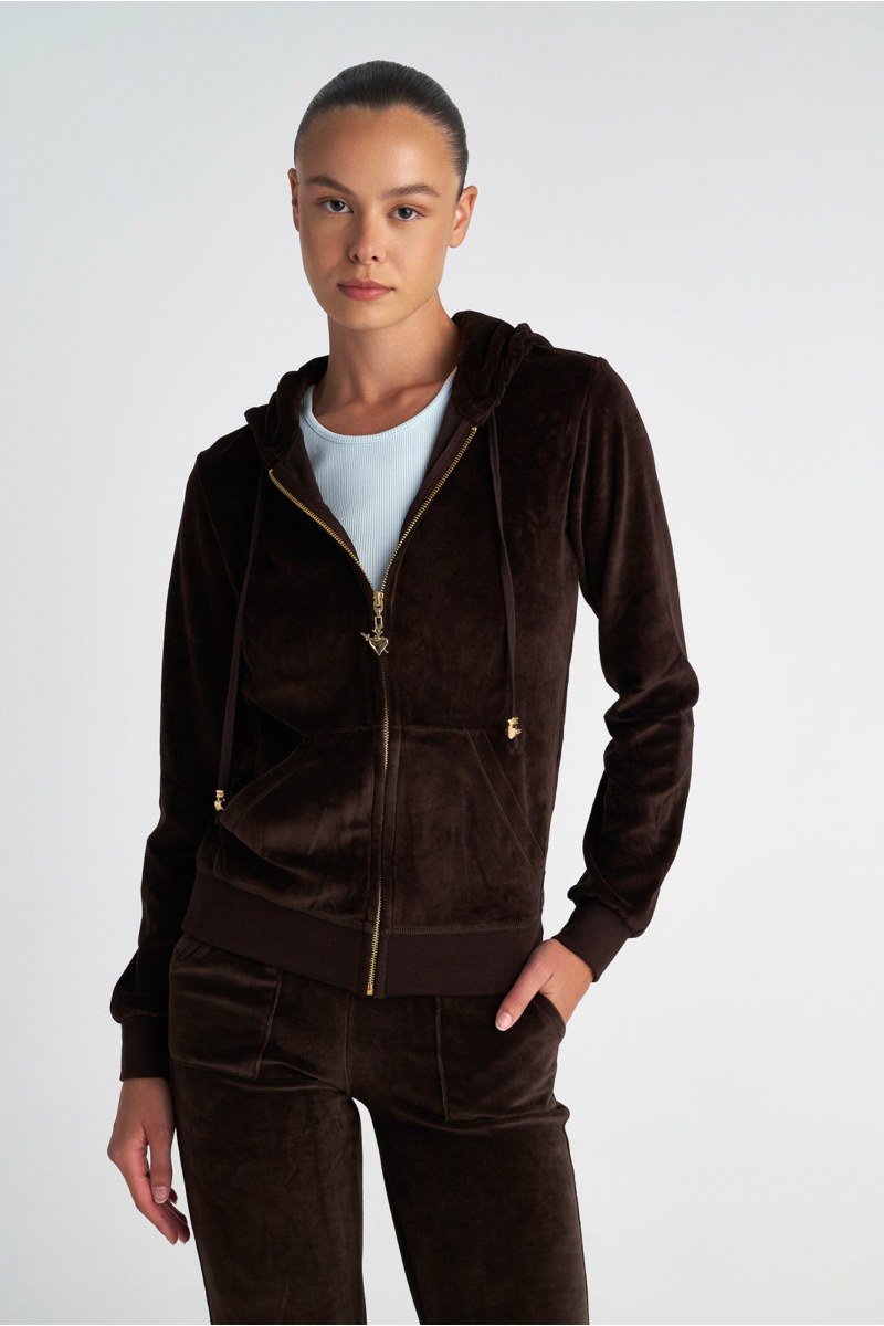 FASHION BASIC VELOUR HOODED JACKET-25833000-970