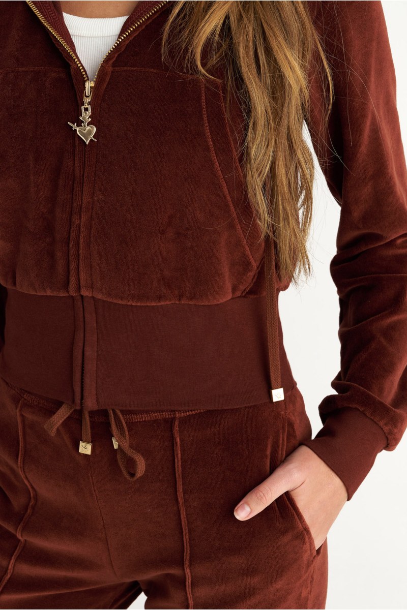 CROPPED HOODED VELOUR JACKET-25833003-334