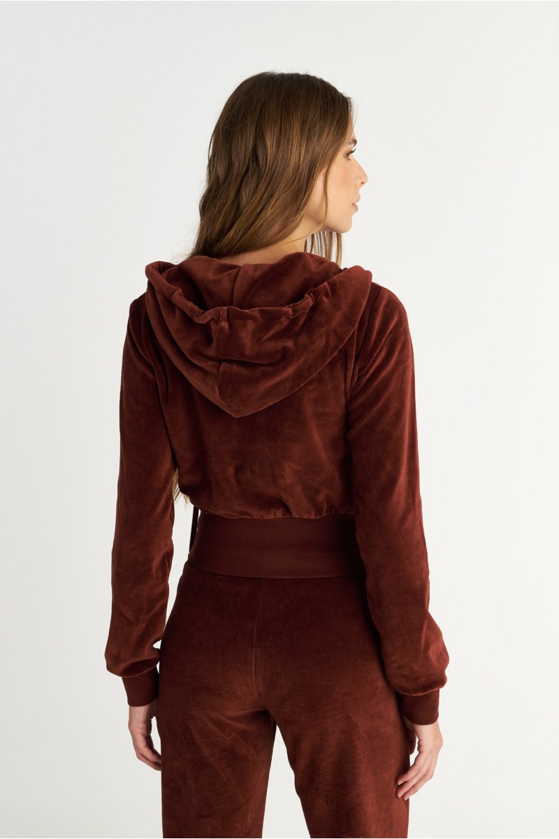CROPPED HOODED VELOUR JACKET-25833003-334