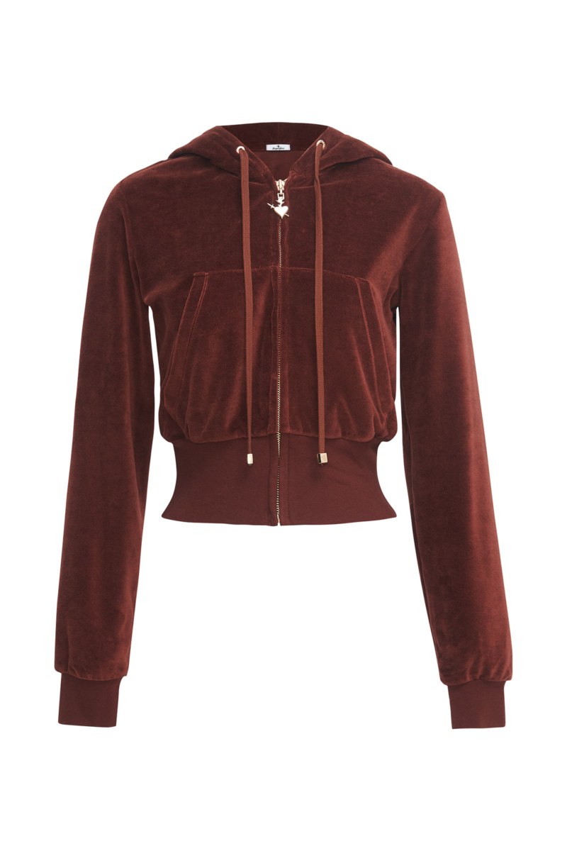 CROPPED HOODED VELOUR JACKET-25833003-334