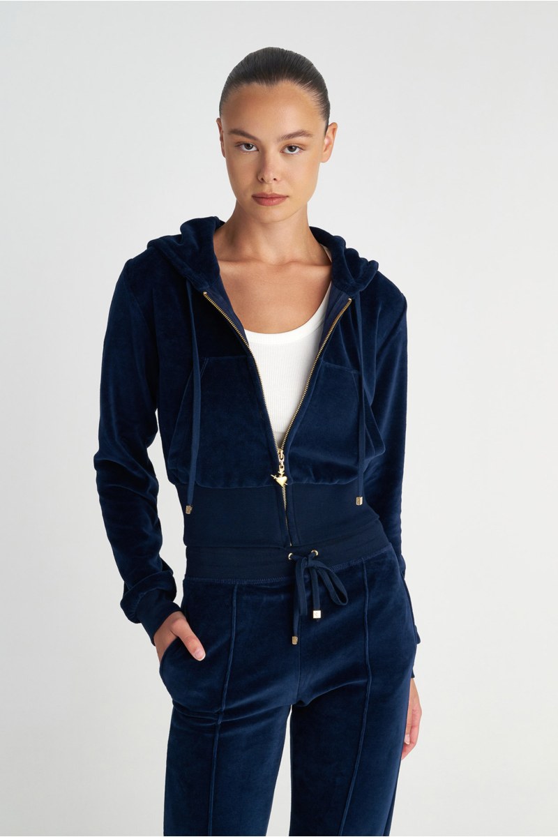 CROPPED HOODED VELOUR JACKET-25833003-437