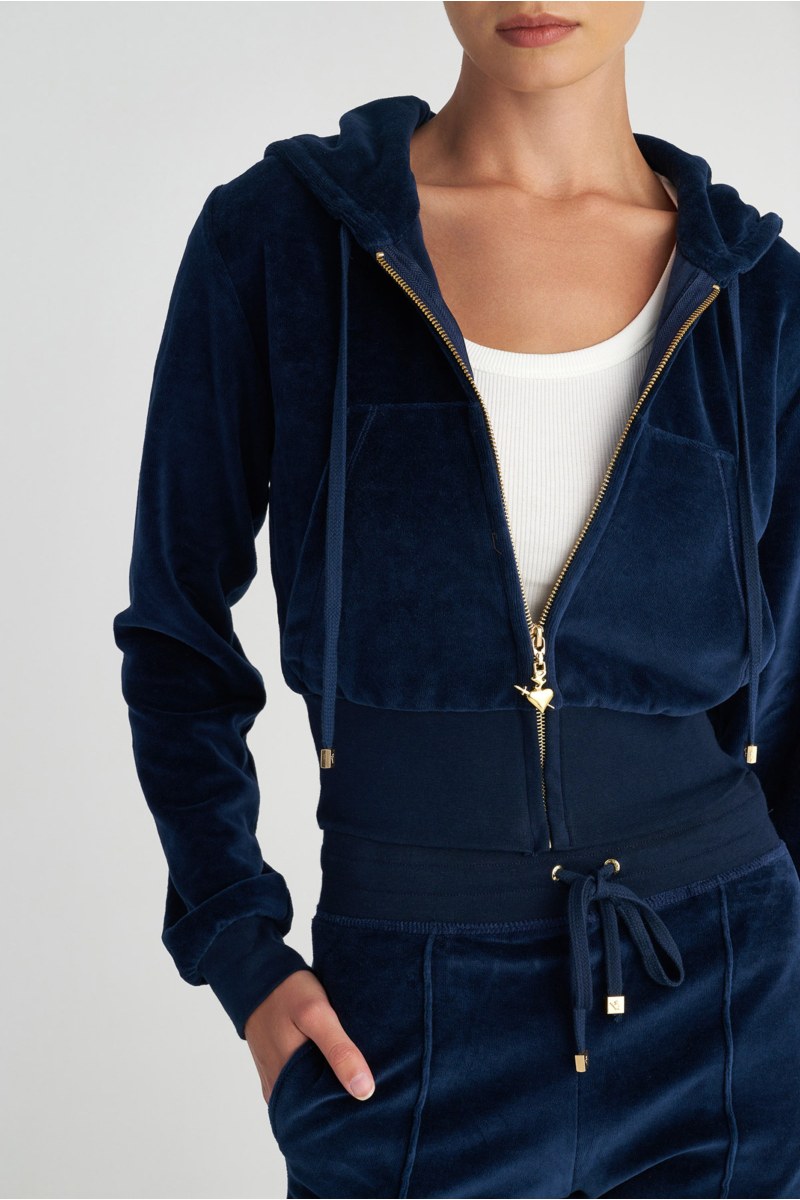 CROPPED HOODED VELOUR JACKET-25833003-437