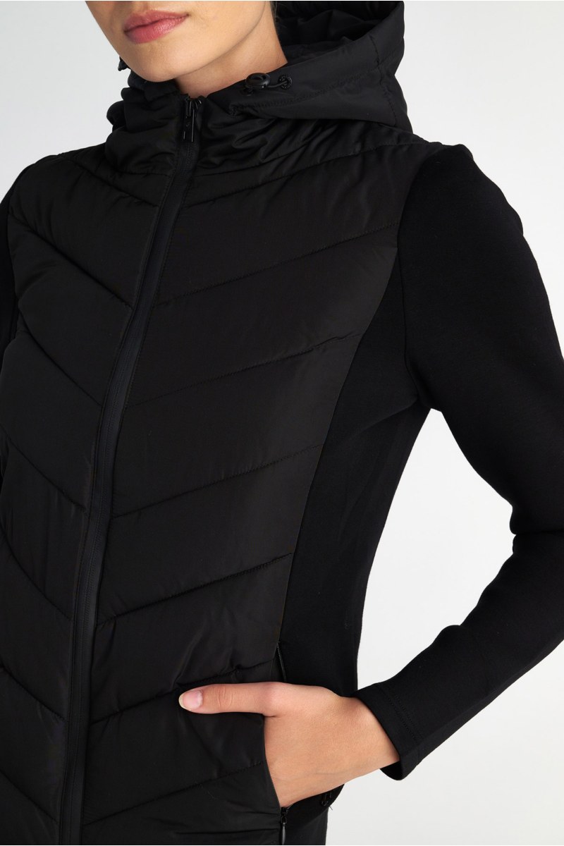 QUILTED PUFFER FITTED JACKET WITH SCUBA-EFFECT SLEEVES-25833026-110