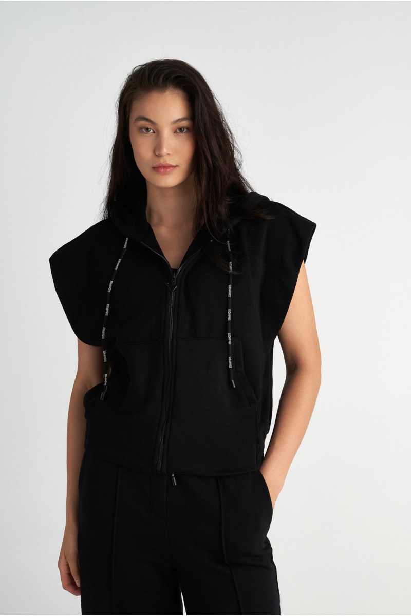 SHORT-SLEEVED COTTON HOODIE JACKET-25833072-110