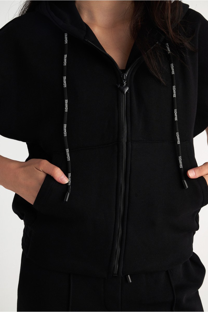 SHORT-SLEEVED COTTON HOODIE JACKET-25833072-110