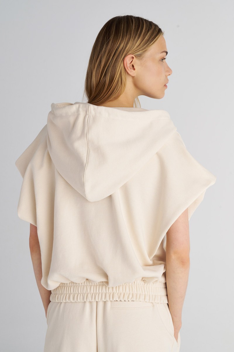 SHORT-SLEEVED COTTON HOODIE JACKET-25833072-963