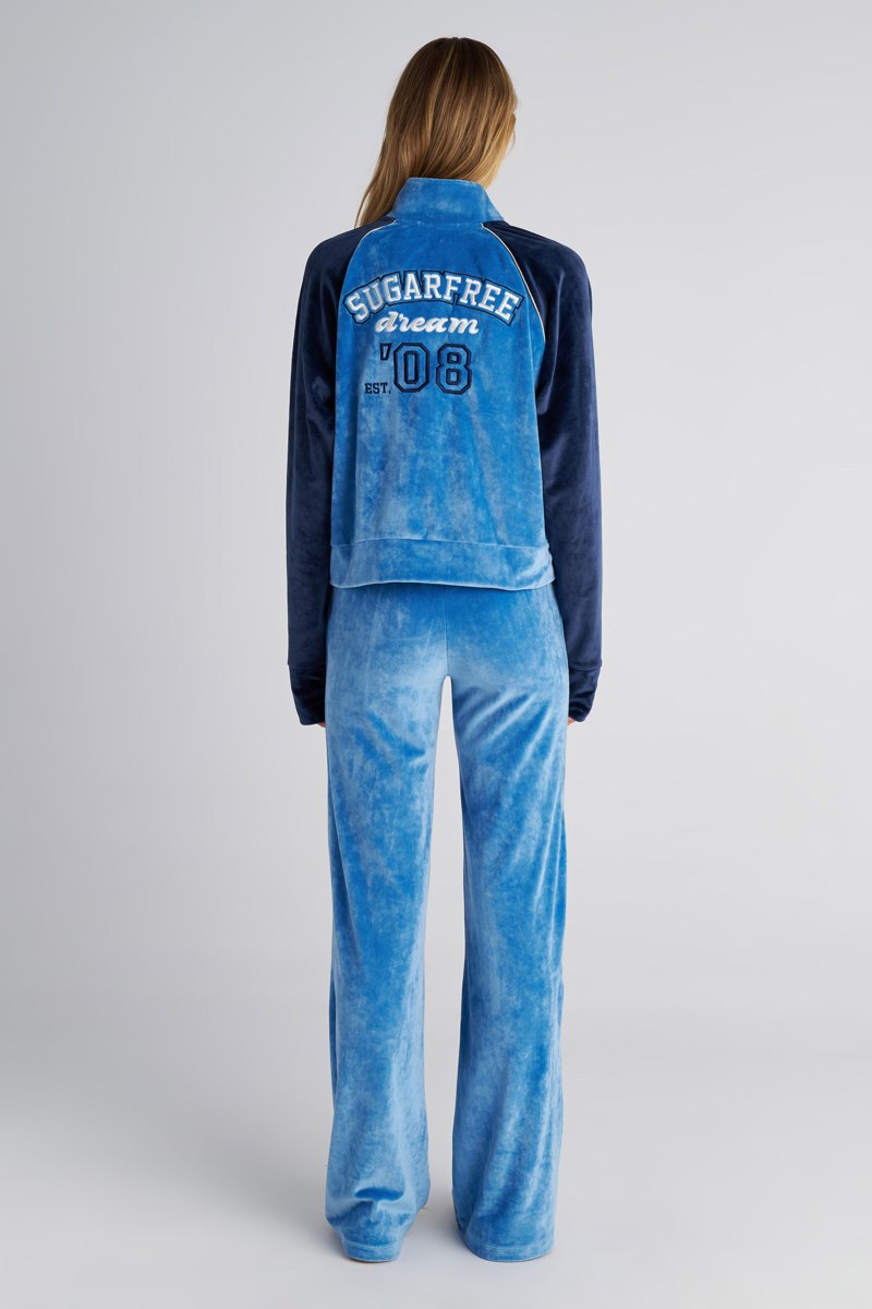 TWO-TONE STYLED VELOUR JACKET WITH EMBROIDERED DETAIL ON THE BACK-25833084-421