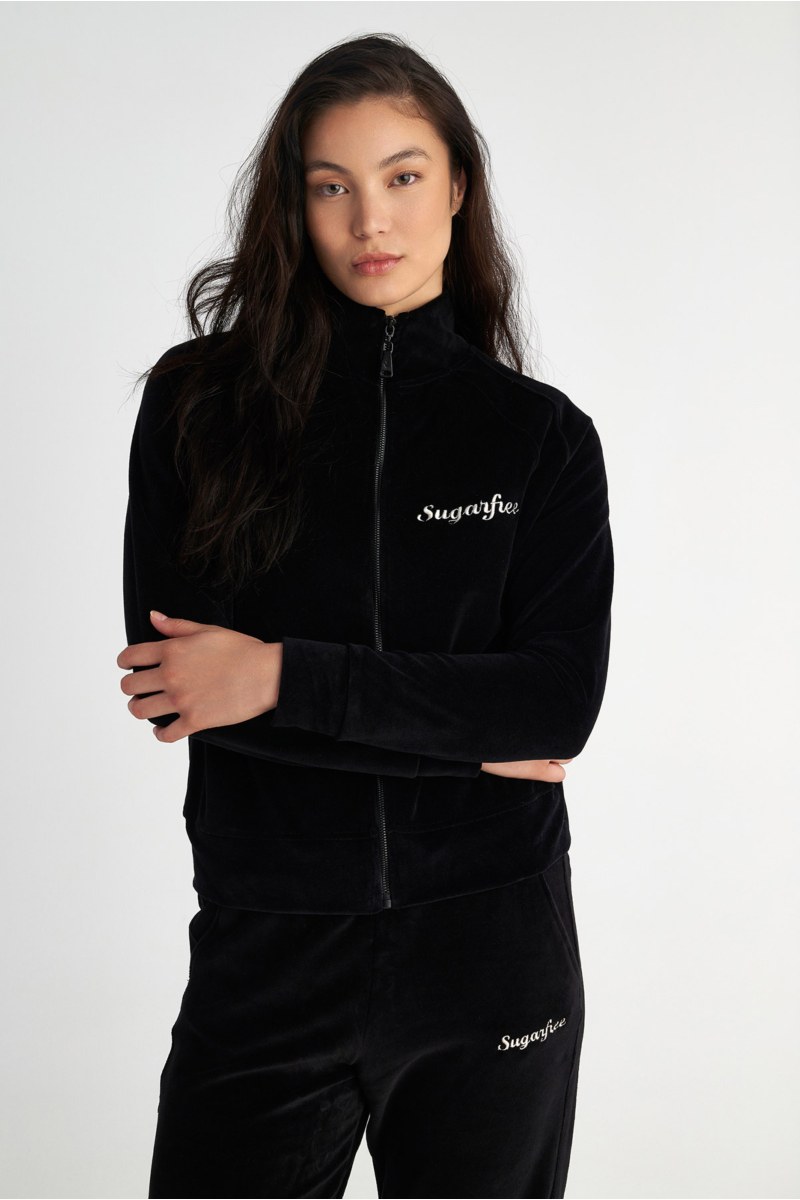 COLLAR ZIPPED VELOUR JACKET-25833104-110