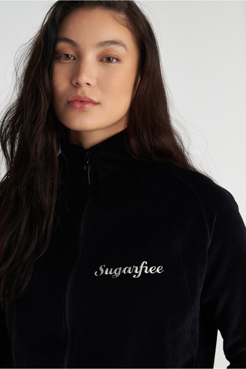 COLLAR ZIPPED VELOUR JACKET-25833104-110