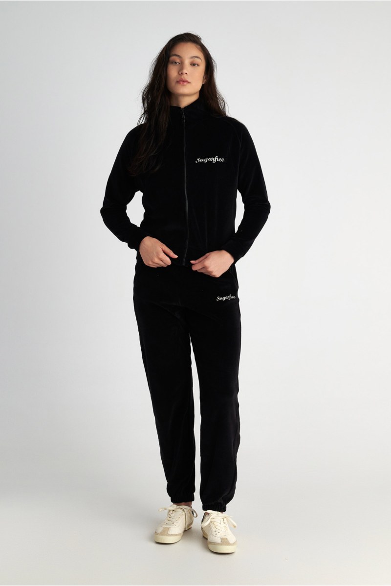 COLLAR ZIPPED VELOUR JACKET-25833104-110