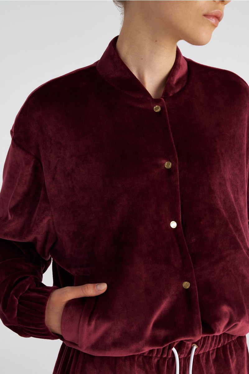 STRASS EMBELLISHED VELOUR JACKET WITH SNAP BUTTONS-25833109-846