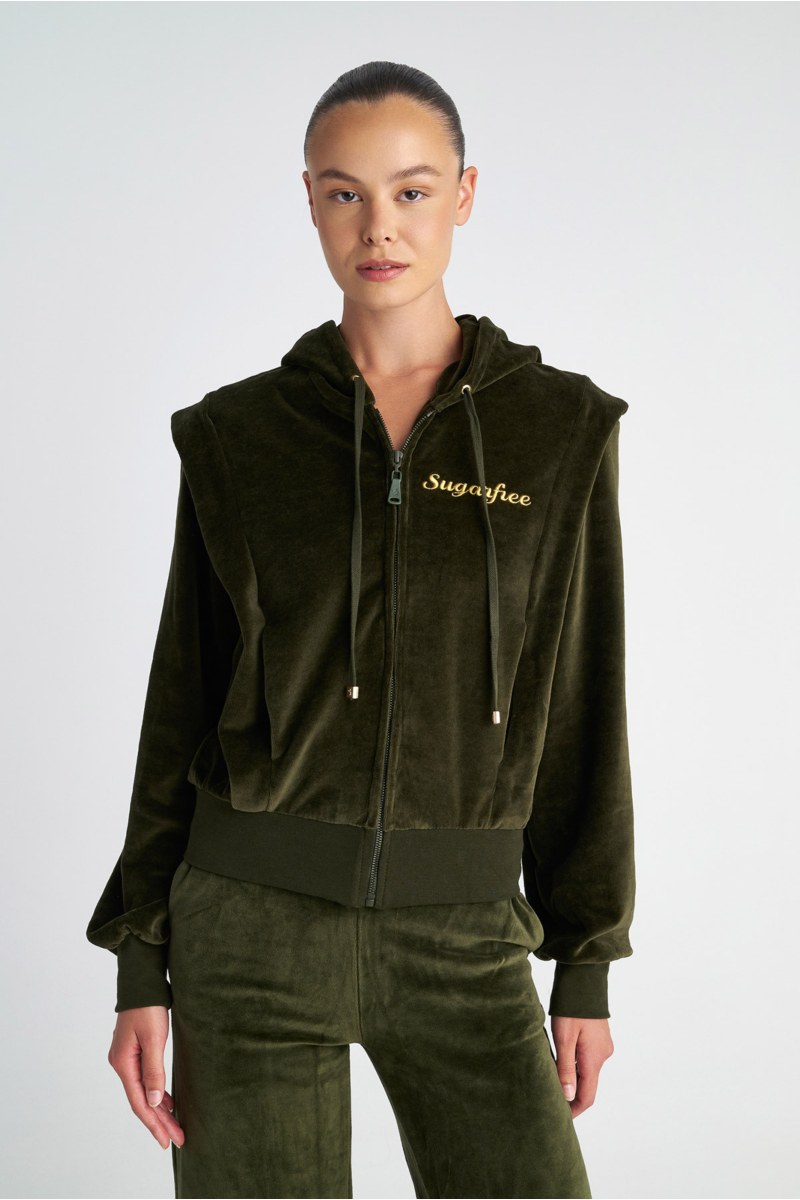 MONOCHROME HOODED VELOUR JACKET-25833122-996