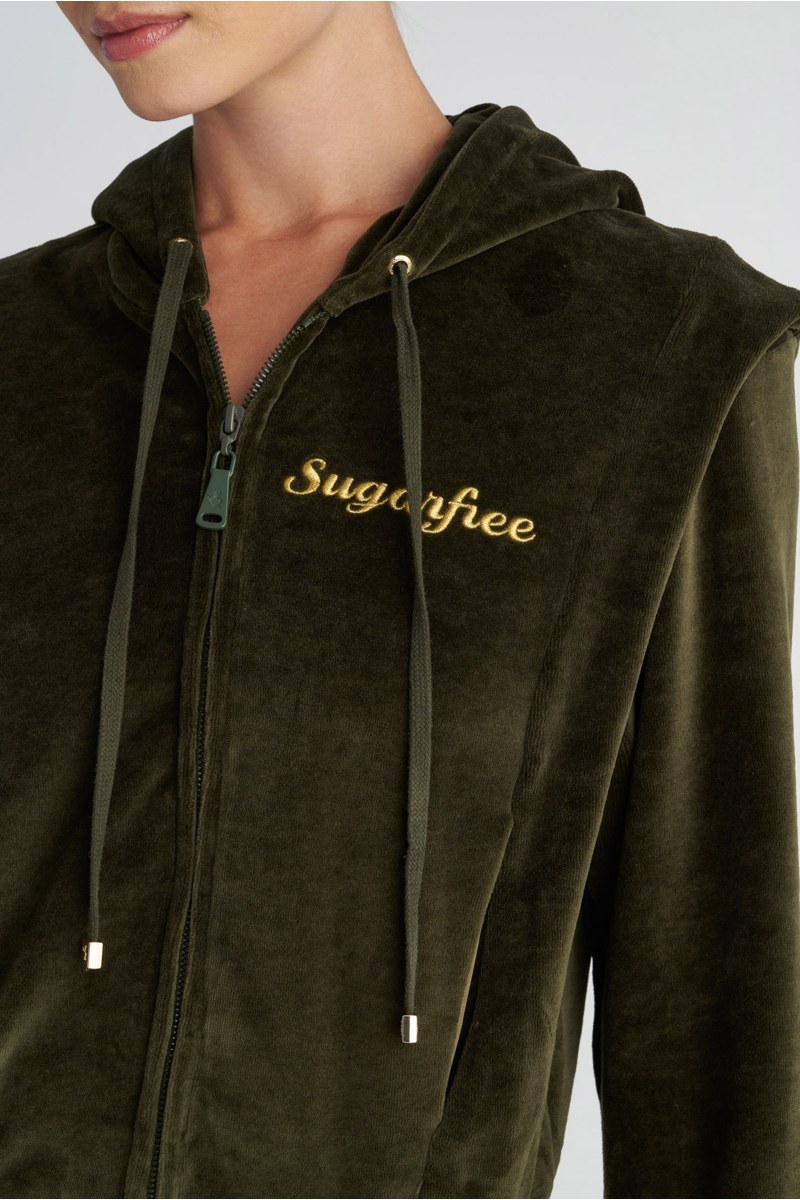 MONOCHROME HOODED VELOUR JACKET-25833122-996