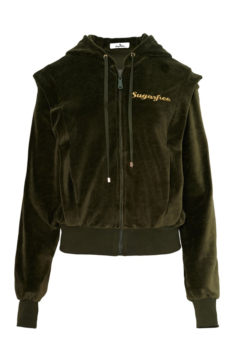 MONOCHROME HOODED VELOUR JACKET-25833122-996