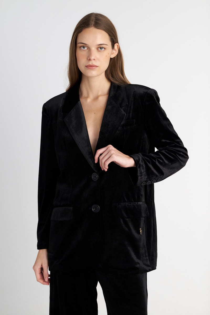 SHOULDER-PAD MONOCHROME VELOUR BLAZER-25833147-110