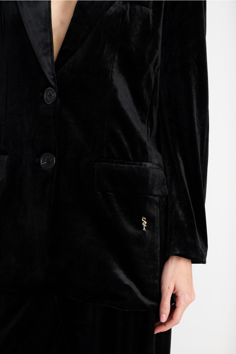 SHOULDER-PAD MONOCHROME VELOUR BLAZER-25833147-110