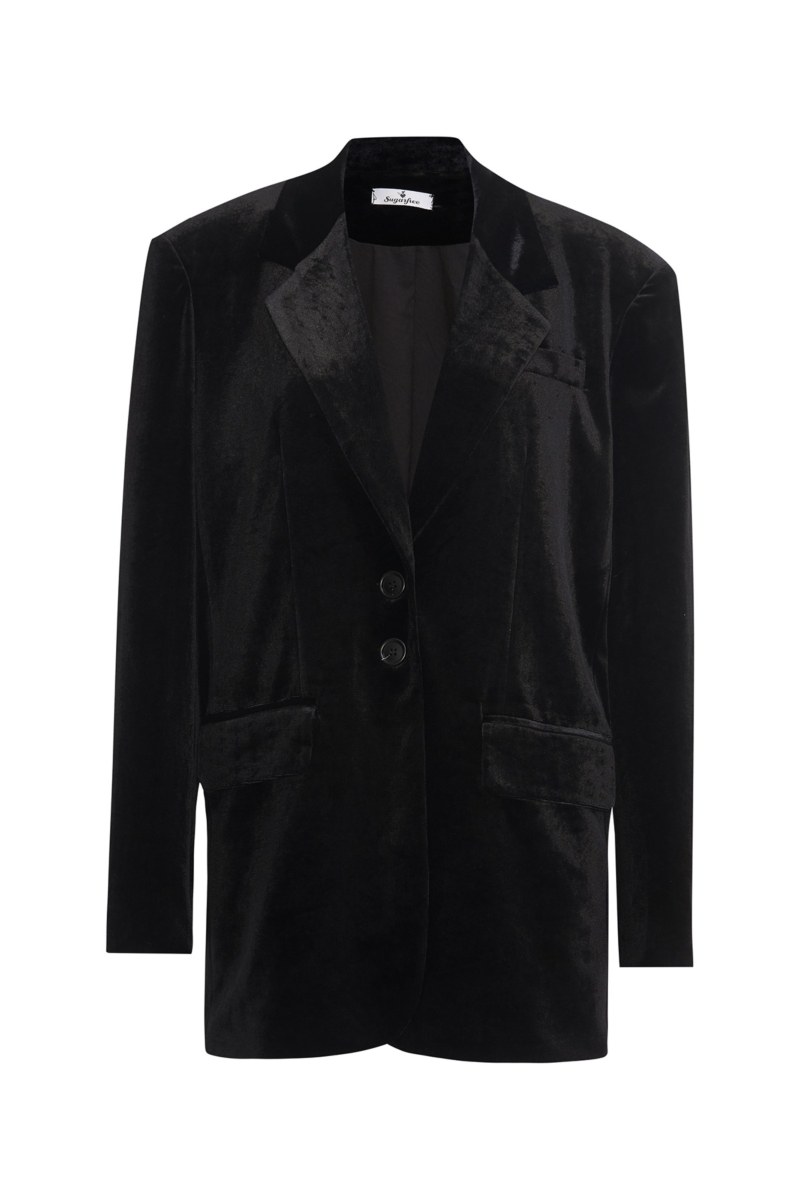 SHOULDER-PAD MONOCHROME VELOUR BLAZER-25833147-110