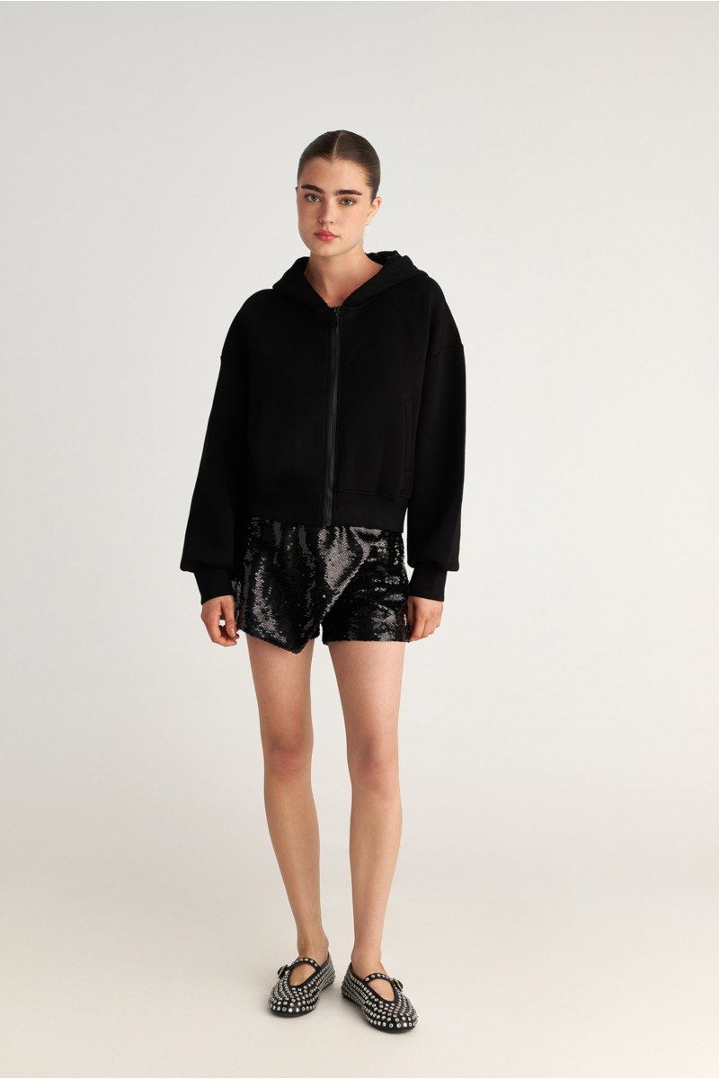 MONOCHROME HOODED JACKET WITH SEQUINS INSDIDE THE HOOD-25833161-110