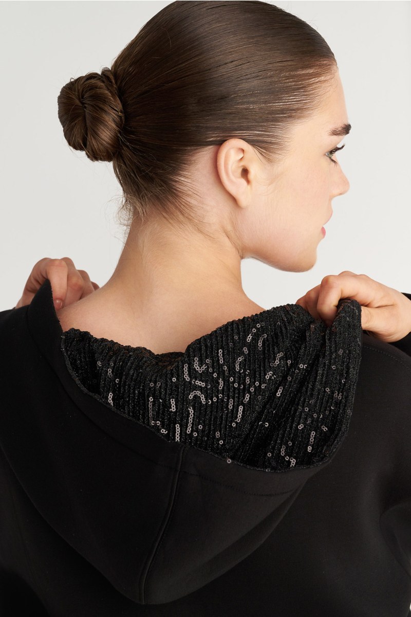 MONOCHROME HOODED JACKET WITH SEQUINS INSDIDE THE HOOD-25833161-110