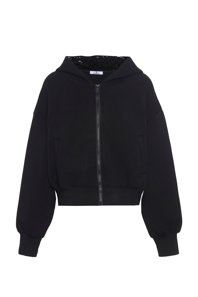 MONOCHROME HOODED JACKET WITH SEQUINS INSDIDE THE HOOD-25833161-110