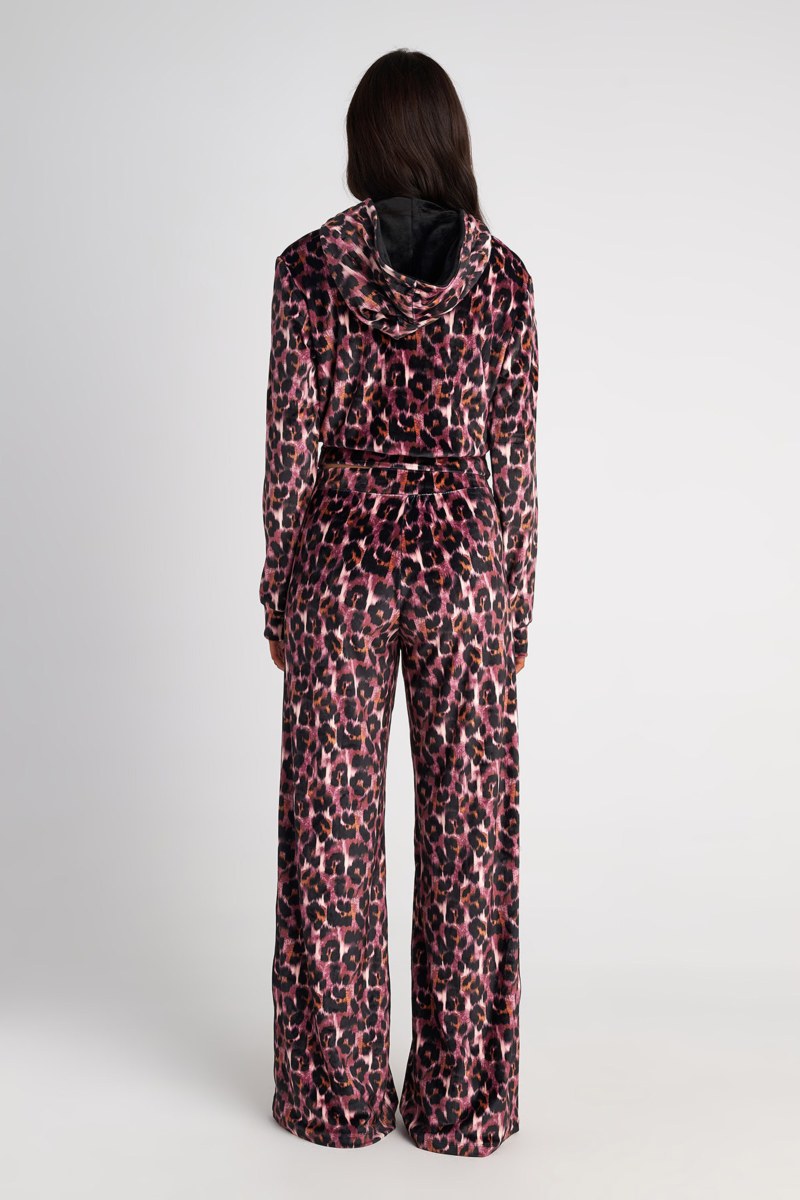 LEOPARD PRINTED SUPER SOFT VELOUR HOODED JACKET-25833170-828