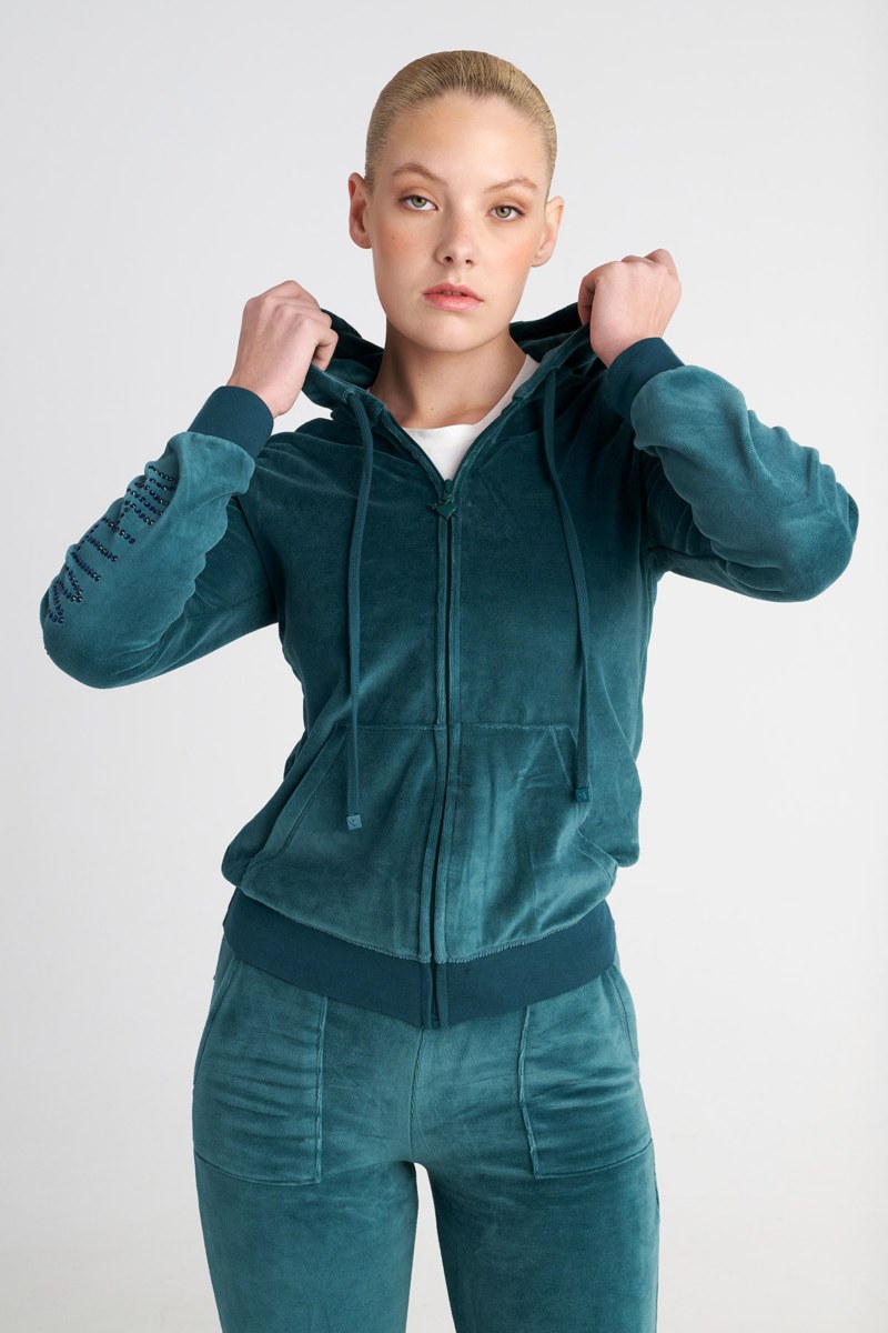 VELOUR JACKET WITH STRASS EMBELLISHMENT AT SLEEVES-25833179-404