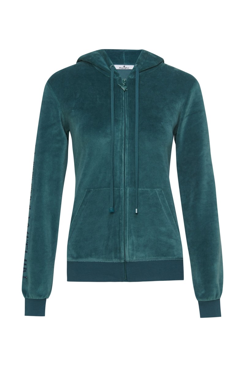 VELOUR JACKET WITH STRASS EMBELLISHMENT AT SLEEVES-25833179-404